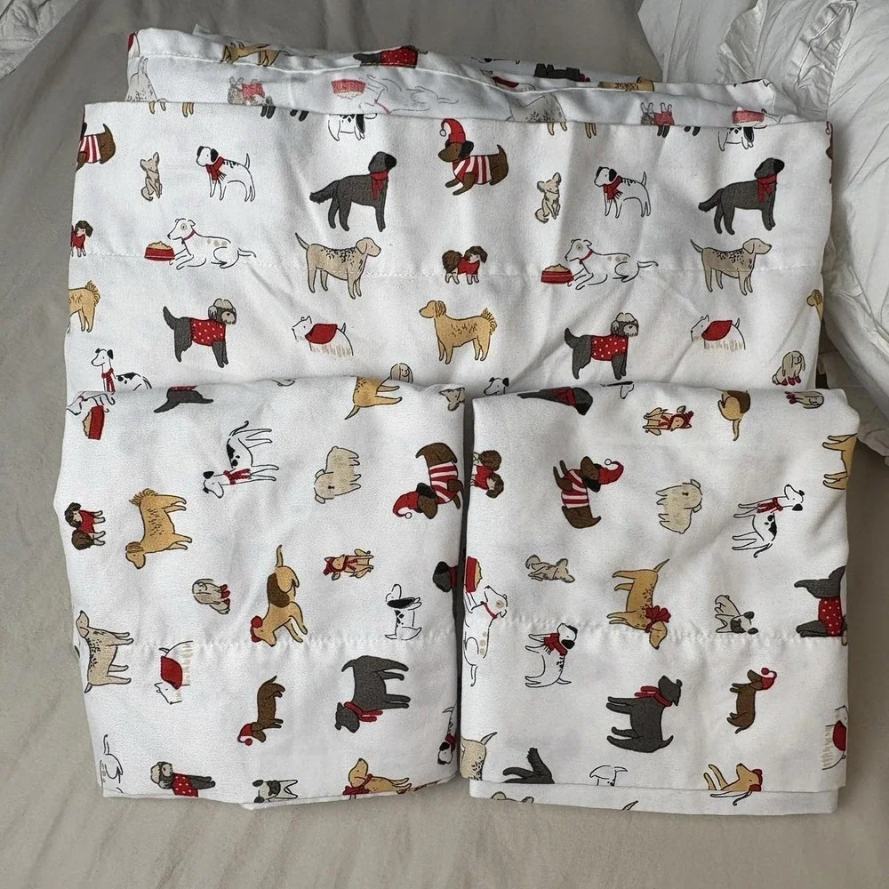 Cuddl Duds Sheets Queen Set Dogs Flat And Fitted Microfiber Extra Soft Holiday